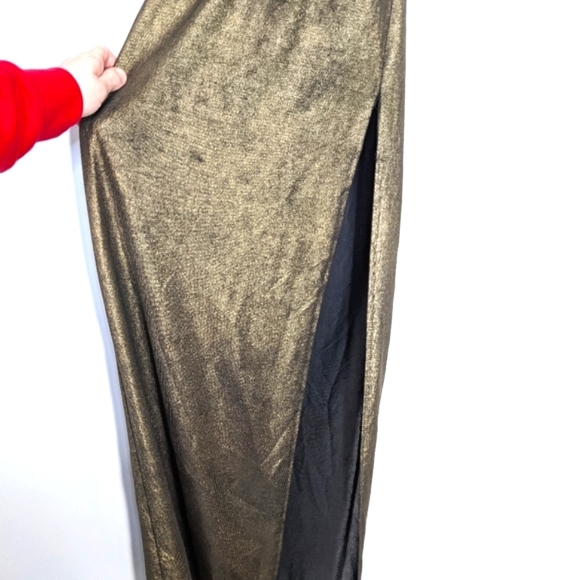 by the way. Jessa Maxi Dress Metallic Gold High Slit Cross Wrap Party Size XS - Picture 7 of 13